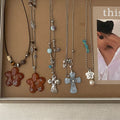 Boho Style Corss Flower Pendant Chain Necklace 6W6JNC416L