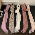Sweet Plaid Print Floral Silk Scarf 6W6NSI191