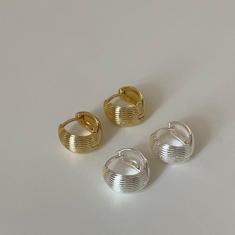 Chunky Textured Shell Huggie Hoops - DippedShop Wholesale - #4403