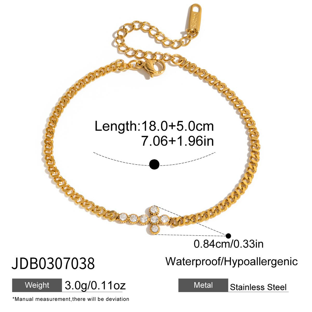 Minimalist Cubic Zirconia Gola Plated Chain Bracelet 6W6JBR464