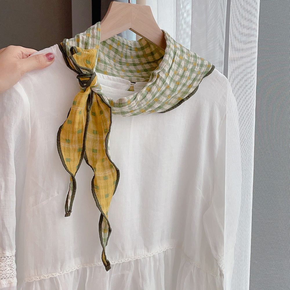 Plaid Reversible Silk Scarf - DippedShop Wholesale - #1795