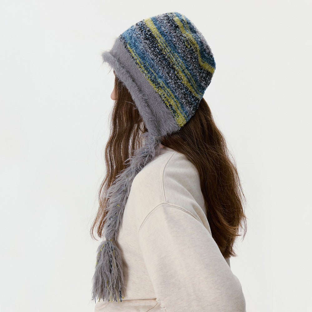 Vintage Windproof Warm Braided Tassel Knit Beanie 6W6HAT521