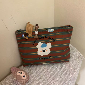Cute Striped Puppy Portable Makeup Bag DP25C702