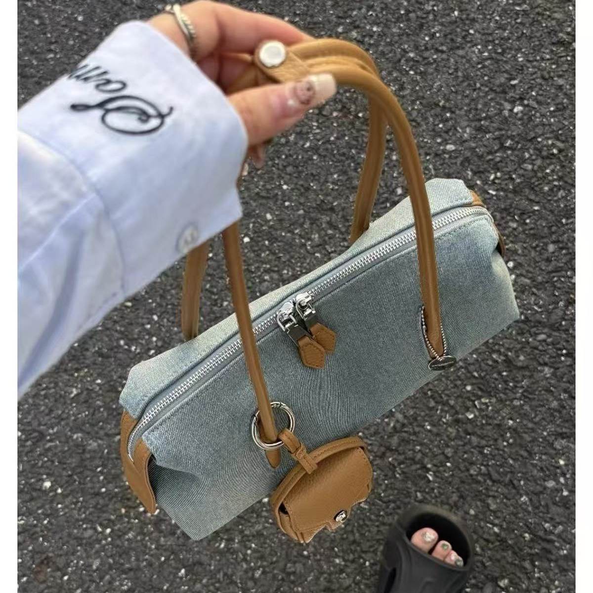 Vintage Denim Large Capacity Boston Shoulder Bag 6W10BBG2391