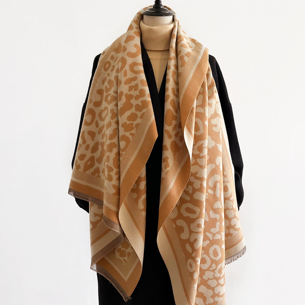 Leopard Print Cashmere-Feel Shawl Wrap Scarf 6W6NSC94