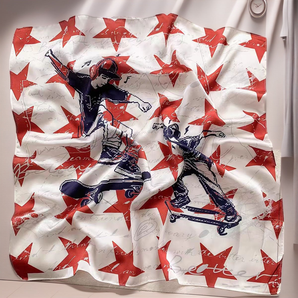 Fashion Star Print Soft Square Head Scarf MK2BLW6W6NSI48