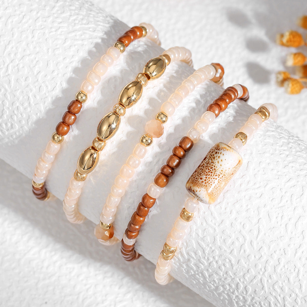 Boho Multi-Layer Seed Bead Bracelet Set 6W6JBR490