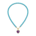Sweet Heart Pendant Beaded Chain Necklace 6W6JNC378L