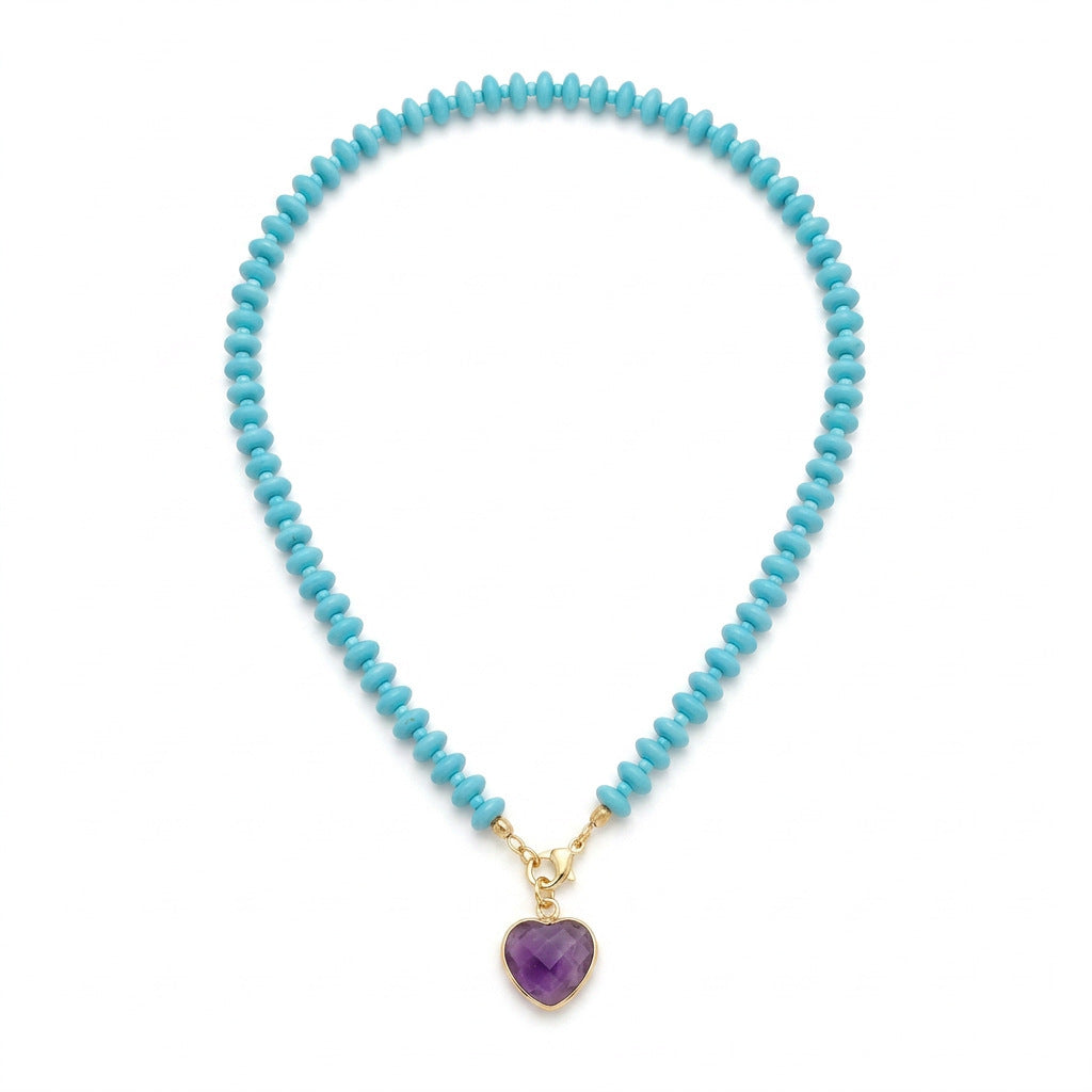 Sweet Heart Pendant Beaded Chain Necklace 6W6JNC378L