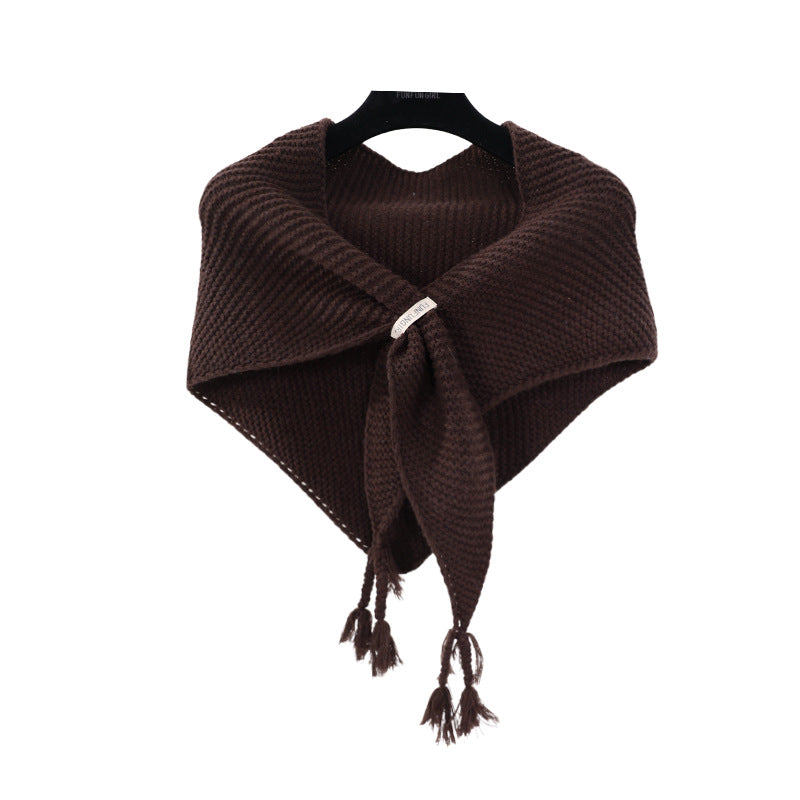 Thick Chunky Knitted Triangle Shawl - DippedShop Wholesale - #5379