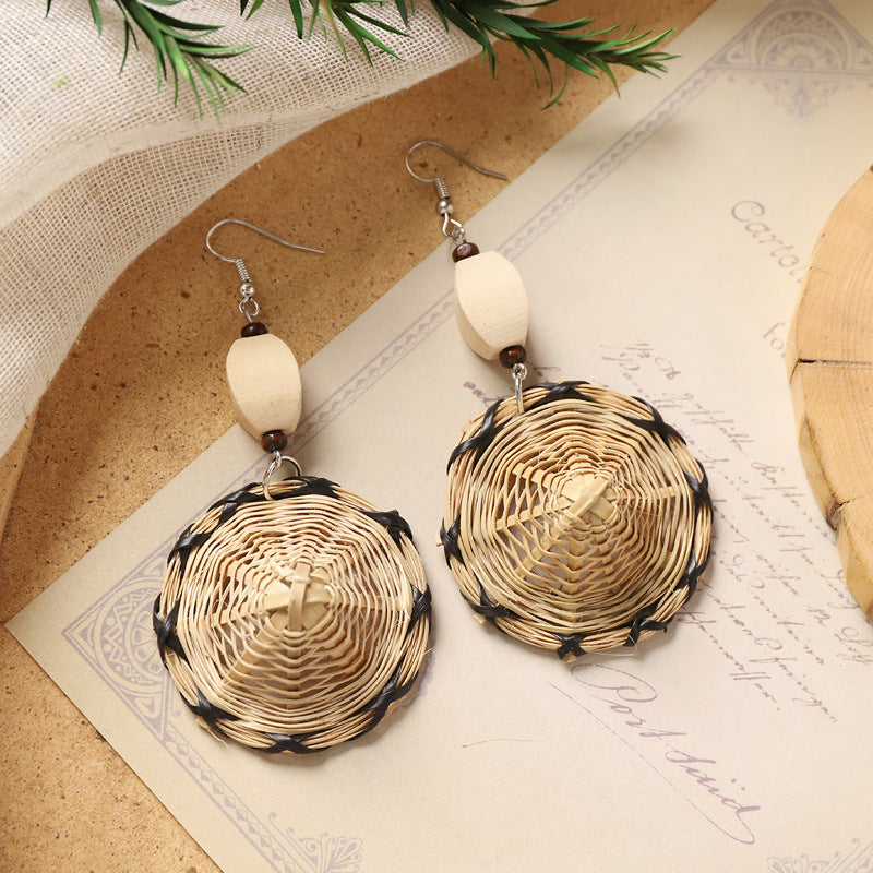 Boho Rattan Dangle Earrings - DippedShop Wholesale - #6899