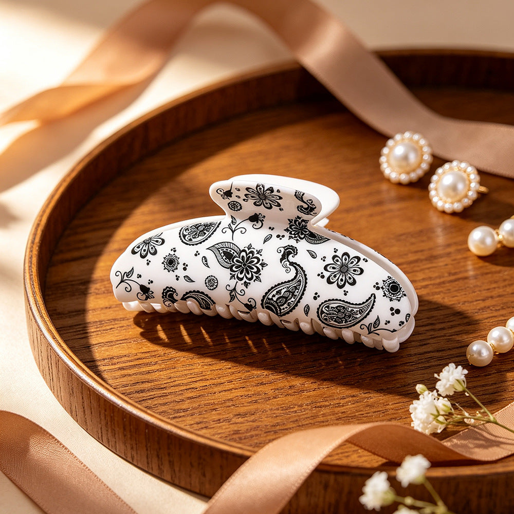 Boho Style Paisley Print Acrylic Hair Clip 6W6HCP1630