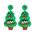 Handmade Christmas Tree Seed Bead Dangle Earrings 6W6JER689