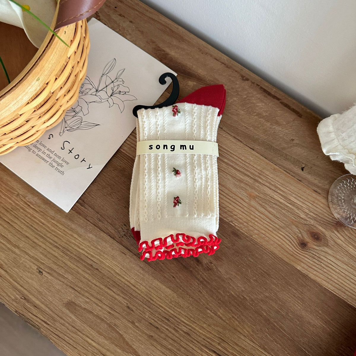 Floral Bow Crew Socks - DippedShop Wholesale - #6355