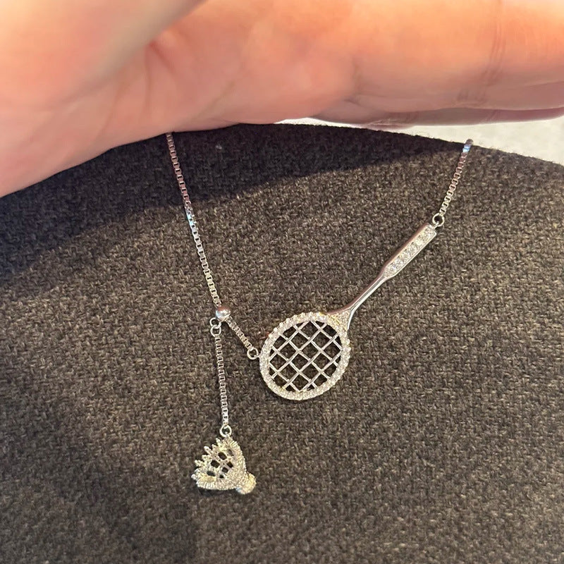 Trendy Badminton Racket Pendant Choker Necklace 6W6JNC390L