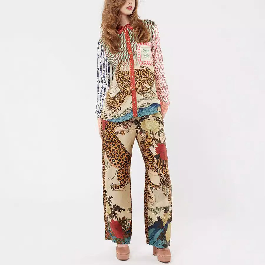 Leopard Print Lantern Sleeve Set - DippedShop Wholesale - #0259