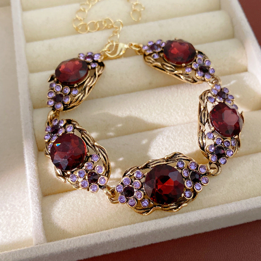 Vintage Gold Plated Rhinestone Oval Necklace 6W6JNC954