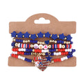 Stylish USA Flag Elastic Beaded Chain Bracelets Set 8ZA6JBR199T