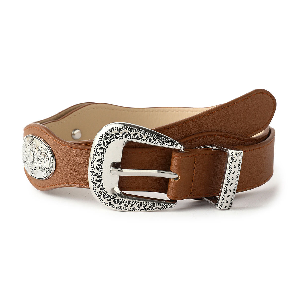 Retro Punk Studded Distressed Leather Belt 6W6JBT172