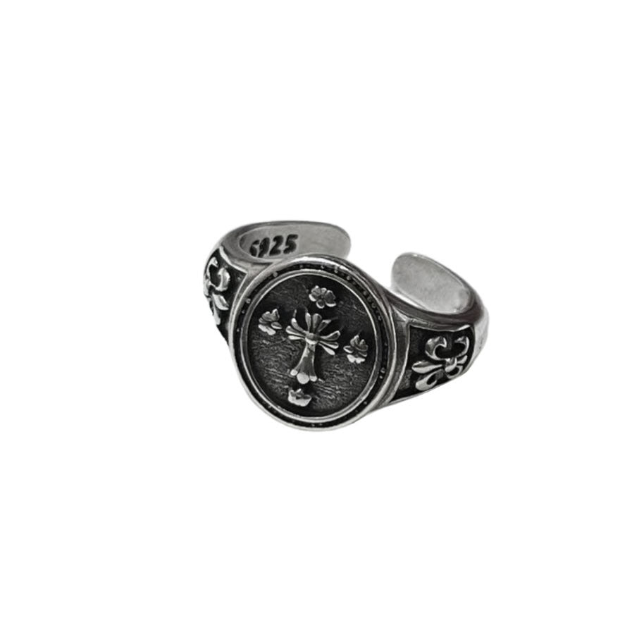 Vintage Punk Silver Plated Cross Statement Ring 6W6JRG292