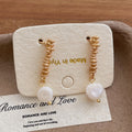 Gold Plated Pearl Dangle Earrings - DippedShop Wholesale - #7923