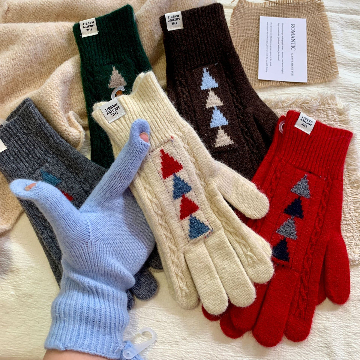 Jacquard Knit Finger Gloves - DippedShop Wholesale - #1219