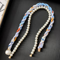 Vintage Paisley Print Pearl Chain Magnetic Scarf Necklace MK2BW6W6JNC235