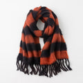 Mohair Color Block Striped Tassel Scarf 6W6NSW276