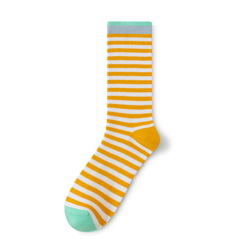 Classic Colorful Striped Mid Calf Socks 6W8FSO775