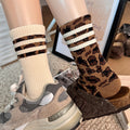 Stylish Leopard Print Non Slip Crew Socks 6W8FSO869