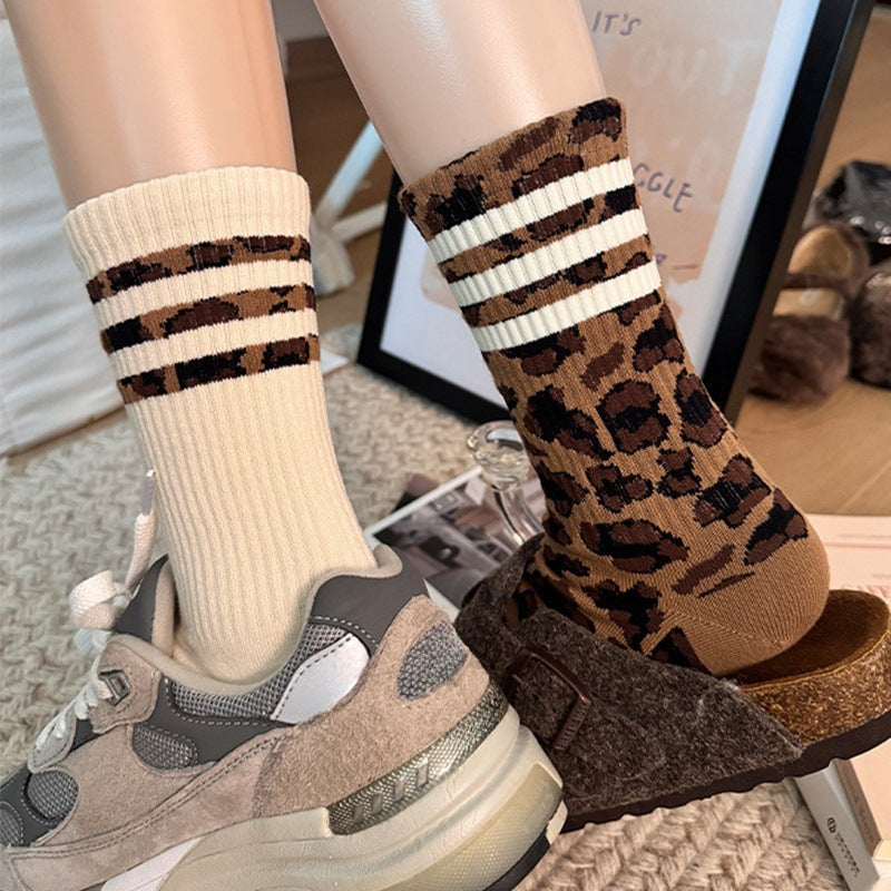 Stylish Leopard Print Non Slip Crew Socks 6W8FSO869