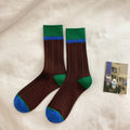 Simple Color Block Striped Soft Slouchy Socks 6W8FSO713