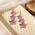 Vintage American Flag Star Pendant Stud Earrings 8ZA6JER185L