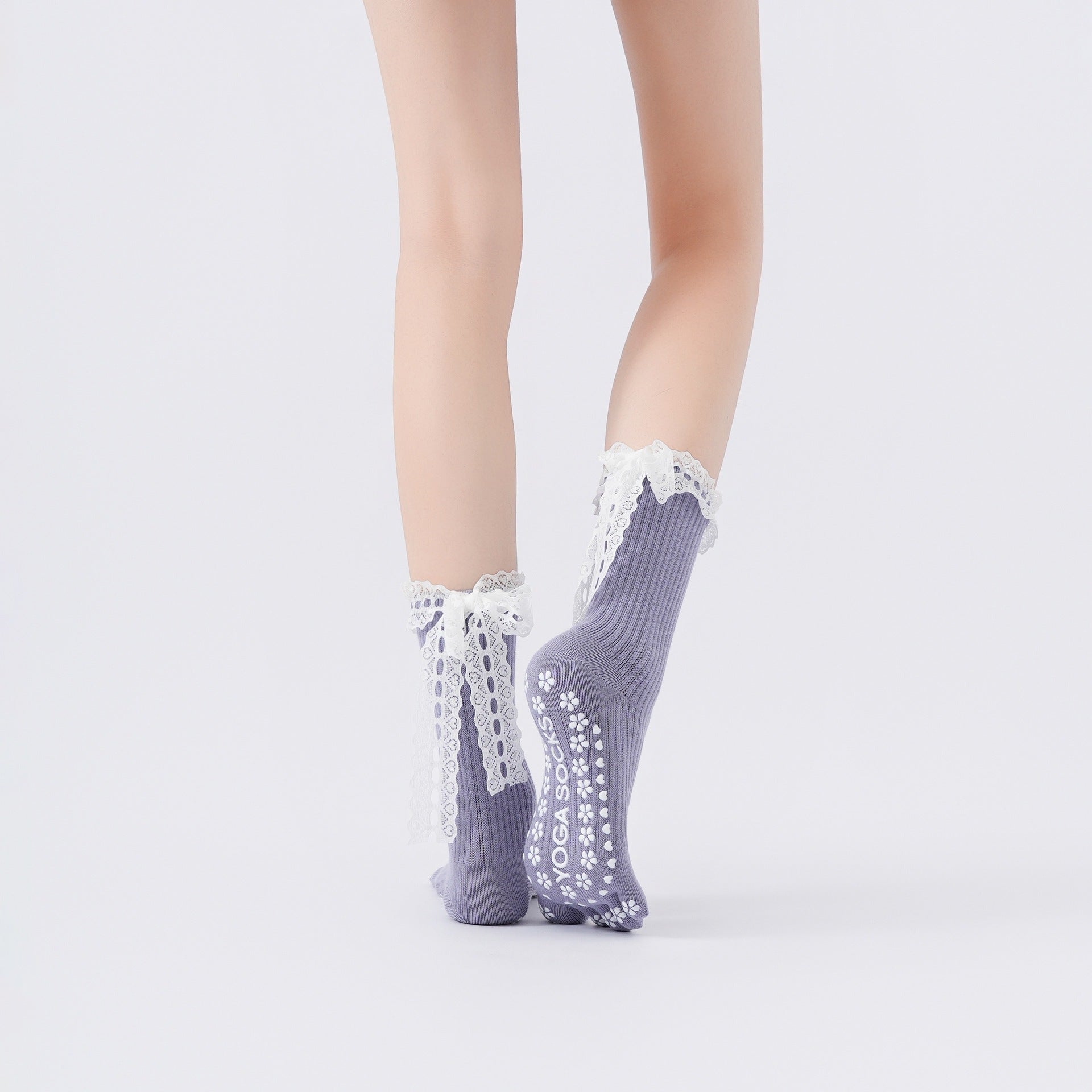 Sweet Lace Trim Non Slip Toe Yoga Socks 6W8FSO764
