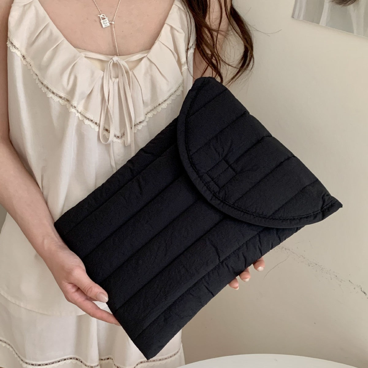 Black Puffy Laptop Bag - DippedShop Wholesale - #3955