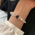 Trendy Pearl Irregular Transparent Bead Chain Bracelet 6W6JBR457