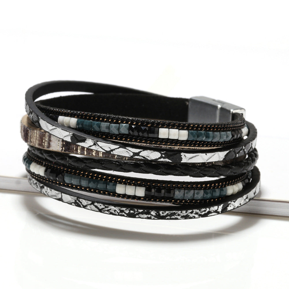 Boho Style Leather Braided Mullti-Layer Bracelet 6W6JBR499