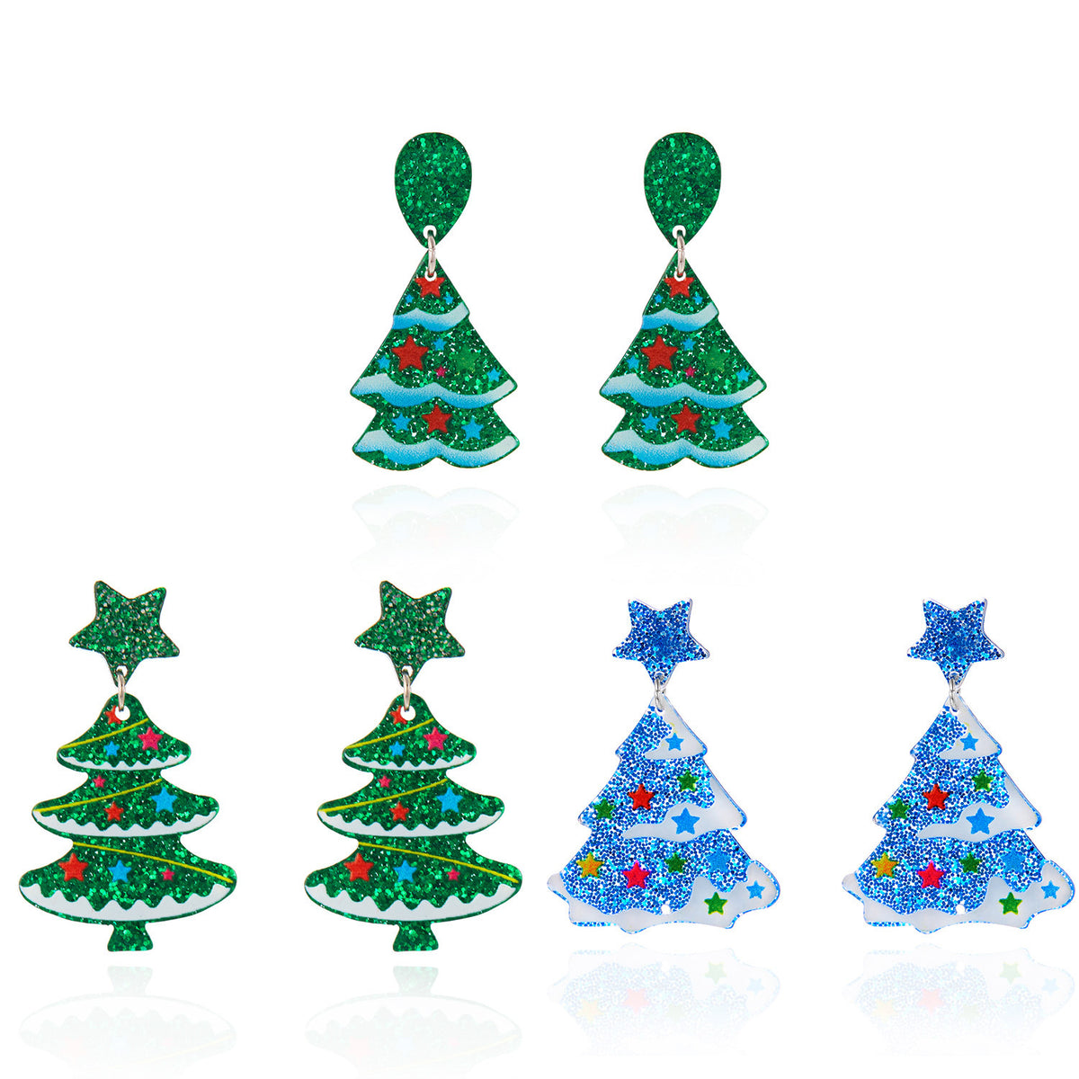 Cute Cartoon Mini Christmas Tree Stud Earrings 6W6JER684