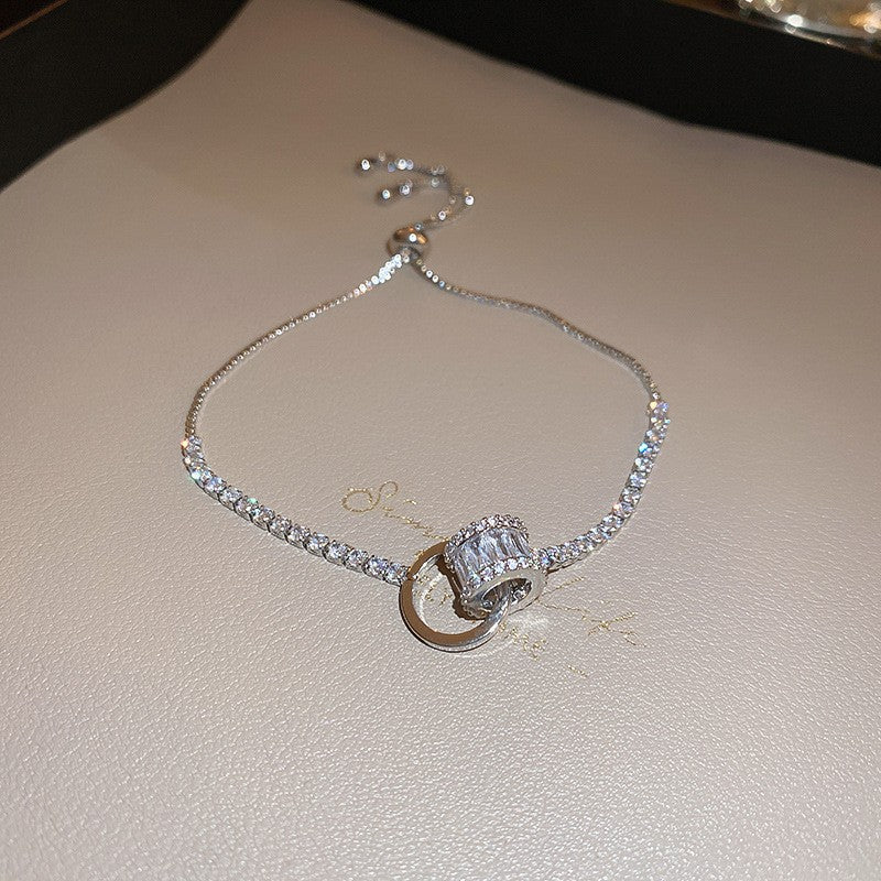 Elegant Rhinestones Floral Chain Bracelet 6W6JBR727