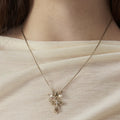 Fashion Gold Plated Cross Pendant Pearl Necklace 6W6JNC388L