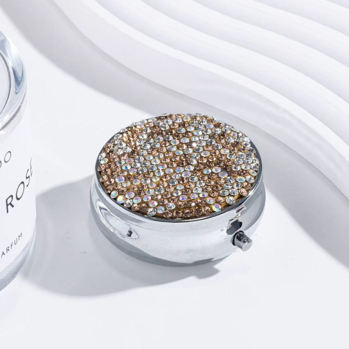 Rhinestone Round Mirror Case - DippedShop Wholesale - #3891