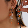 Quirky Sparkly Rhinestone Pumkin Pendnat Dangle Earrrings 6W6JER544