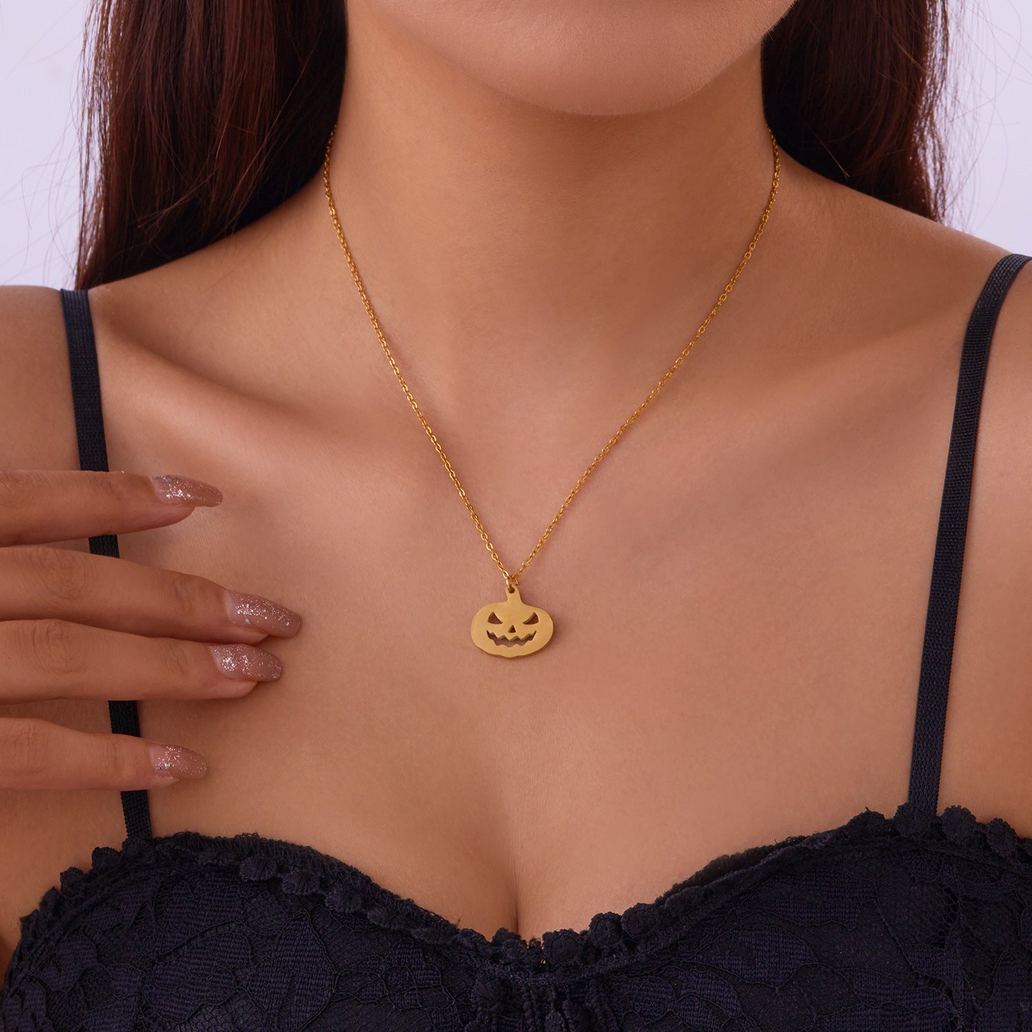 Simple Halloween Pumpkin Ghost Choker Necklace 6W6JNC613