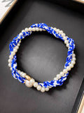 Vintage Paisley Print Pearl Chain Magnetic Scarf Necklace MK2BW6W6JNC235