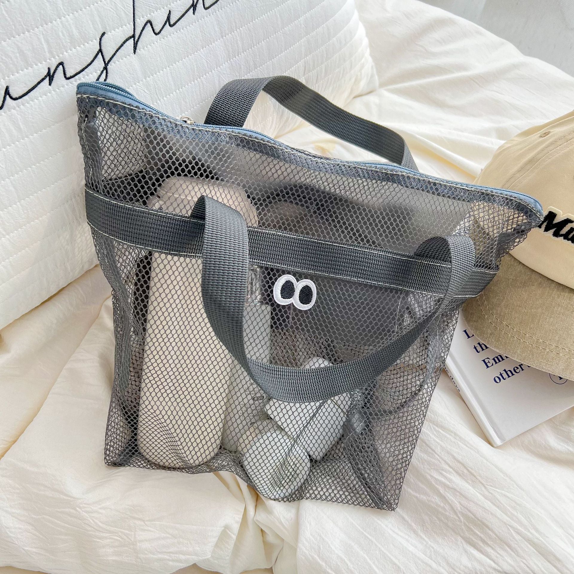 Cute Eye Embroideried Hollow Tote Bag 8CW6BBG471L