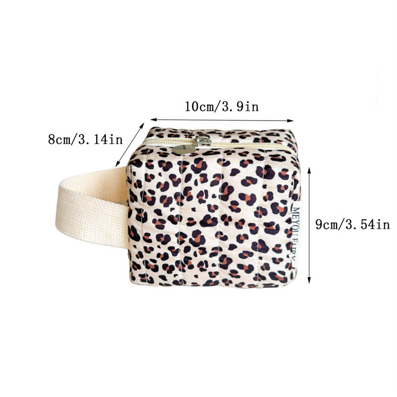 Retro Leopard Print Quilted Shell Makeup Bag MK2BW6S10BOB69