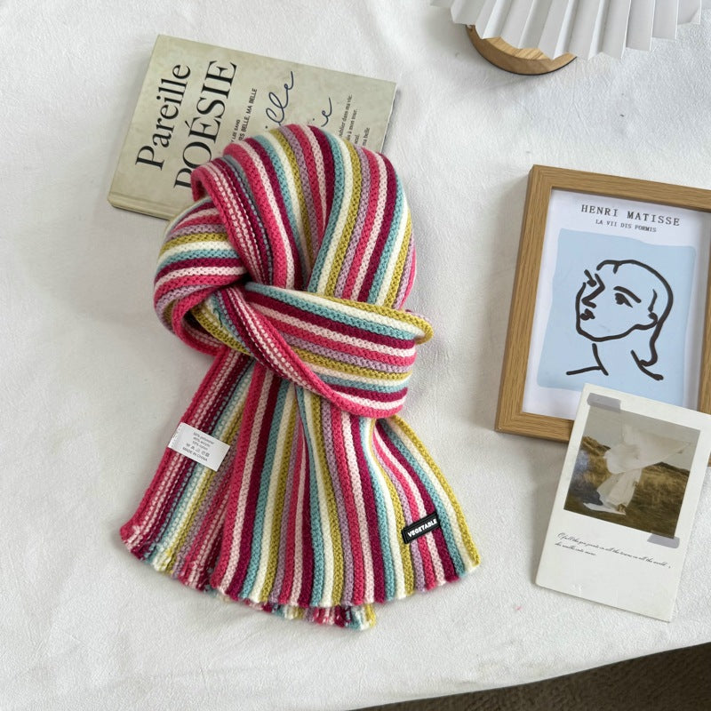 Striped Knit Scarf - DippedShop Wholesale - #8307