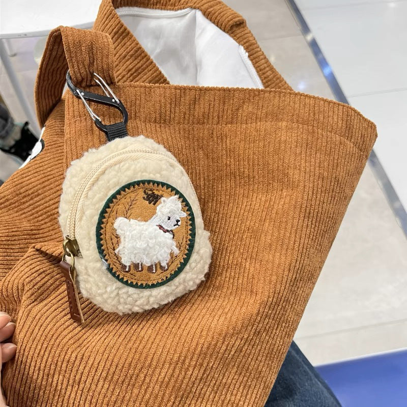 Cute Mini Lamb Wool Coin Purse Earbud Case 6S10BWB107
