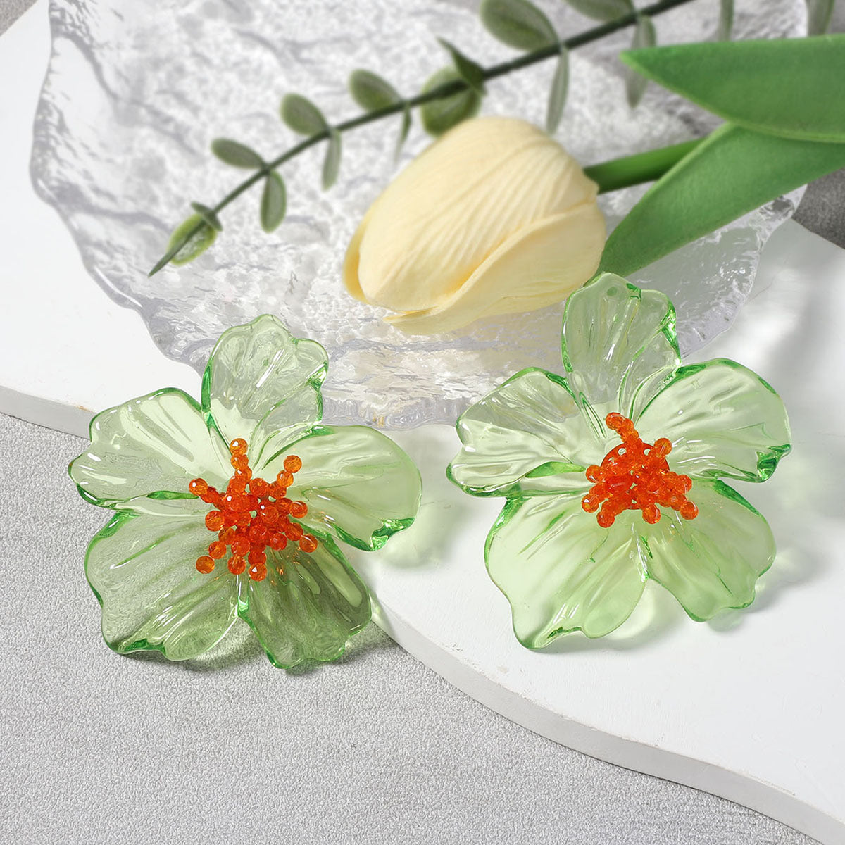 Transparent Acrylic Flower Studs - DippedShop Wholesale - #9651