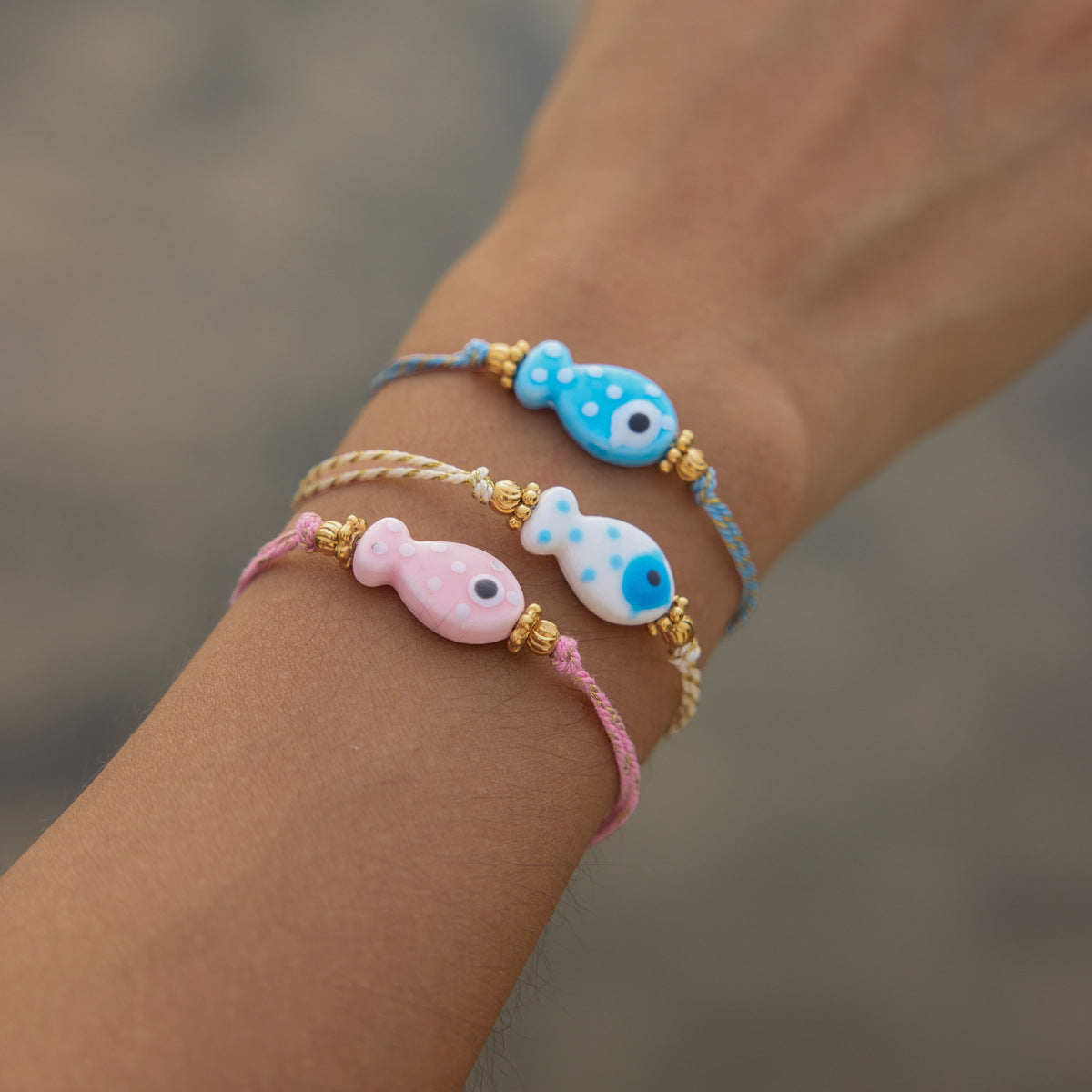 Cute Fish Pendant Rope Bradided Bracelet 6W6JBR354
